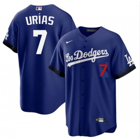 Men's Los Angeles Dodgers #7 Julio Urias 2021 Royal City Connect Cool Base Stitched Baseball Jersey